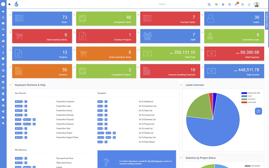 Six ERP Dashboard