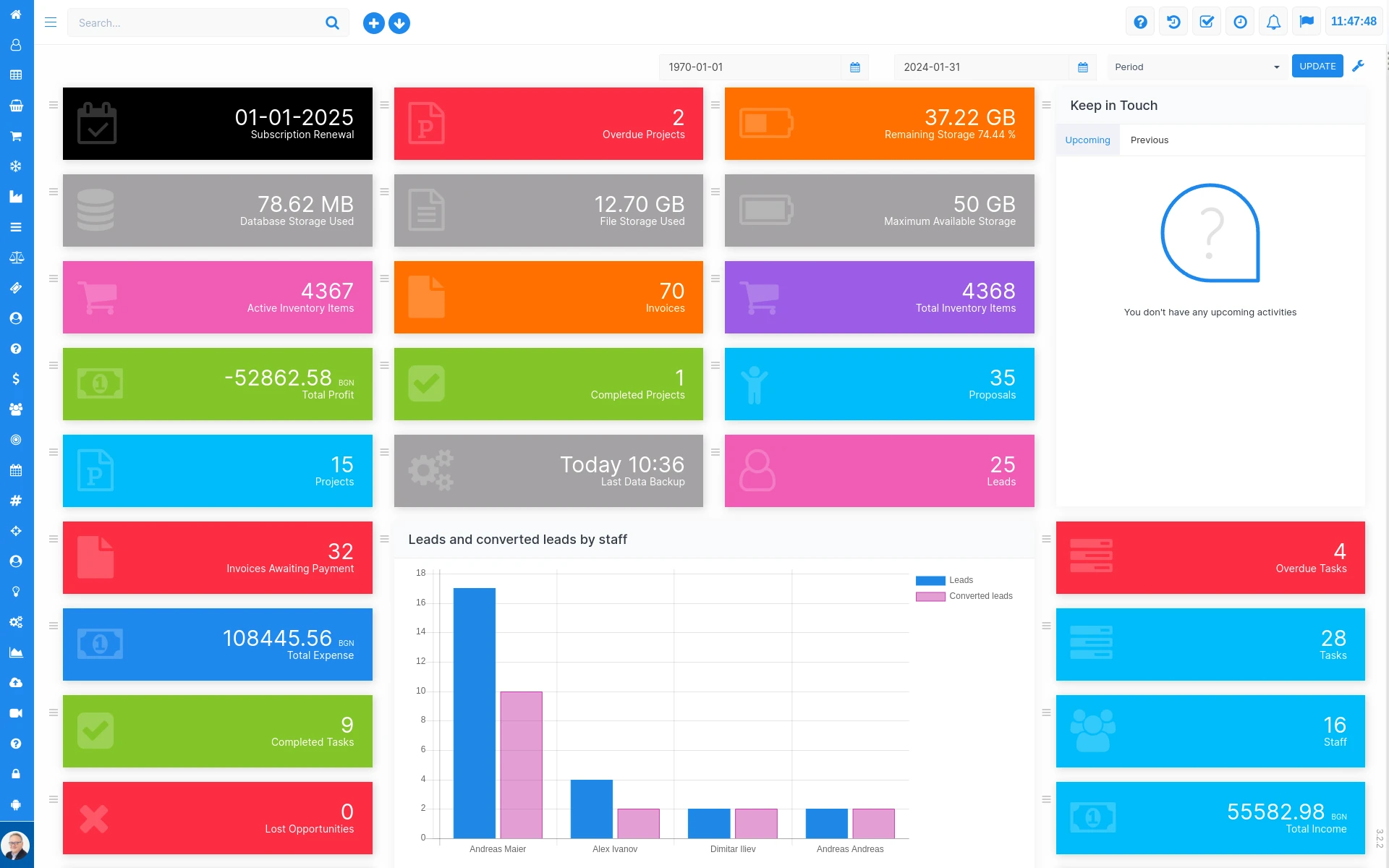 Six ERP Dashboard