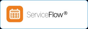 ServiceFlow logo featuring an orange calendar icon next to the text 'ServiceFlow®' on a white background.